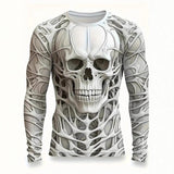 2-8T Kid Boy Halloween Skull 3D Digital Print Long Sleeve Crew Neck T-Shirt