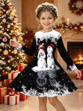 3-12Y Girls Long Sleeve 3D Printed New Year Dress