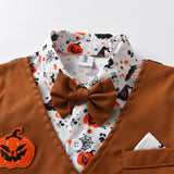 Halloween Pumpkin Costume Children's Clothes Baby Wizard Hat Three-piece Boy Suit