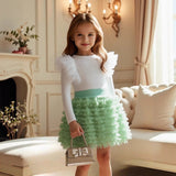 1-6Y Kid Baby Girls Princess Gauze Mesh Long Sleeve 2 Pcs/Set