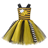 Animal Striped Bee Dress Set Girls Mesh Dress Halloween