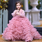 Kid Baby Girls Catwalk Princess Flower Appliqué Cake Dresses