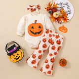 Baby Halloween Harper Pumpkin Baby Cute Creeper 2 Pcs Sets