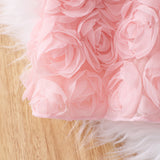 2-8Y Kid Baby Girls Solid Color Rose Flower Princess Dresses