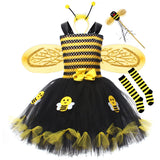 Animal Striped Bee Dress Set Girls Mesh Dress Halloween