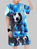 2-12T Kid Baby Boy Summer Sports Set Football 3D Printed Quick-drying 2 Pcs Set