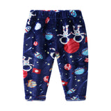 Kid Boy Standing Collar Warm Flannel Pajamas Sets