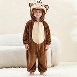 3-12Y Kid Boy Girl Flannel Cartoon Animal One-piece Pajamas