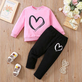 1-6T Kid Girl Ins Love Long-sleeved Fashion Suit 2 Pcs Set