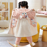 Kid Girl Coral Fleece Pajamas Autumn Winter Thick Flannel Bathrobe