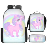 3pcs Set Unicorn Student Schoolbag Digital Printing Cartoon Backpack