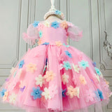 Kid Girl European American Flower Mesh Princess Sweet Dresses