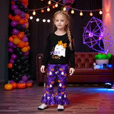 1-6T Kid Baby Girls Suit Halloween Ghost Pumpkin Bat Trumpet Suit 2 Pcs Set