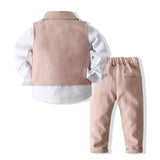 6M-5T Kid Baby Boy Banquet Suit Gentleman Solid 4 Pcs Set