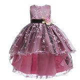 Kid Girls Princess Trailing Birthday Flower Host Piano Dress
