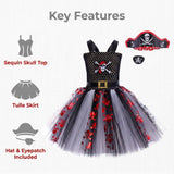 1-6T Halloween Kids Baby Girl  Pirate Mesh Cosplay Dresses