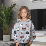 2-12T Kid Girl Cat 3D Digital Print Casual Hoodie