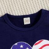 Kid Baby Girl American Independence Day Star Printing Short Sleeve Flared 2 Pcs Set