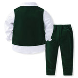 6M-5T Kid Baby Boy Spring Gentlemen Solid Suit 4 Pcs Set