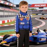 3-10Y Kid Boy Red Blue One-piece Plaid Track Racing Suit