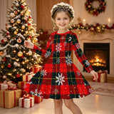 3-12Y Kid Girl Christmas Autumn Winter Long Sleeve 3D Printing Dresses