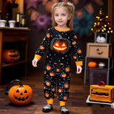 1-8Y Kid Baby Girl Halloween Suit Cartoon Pumpkin Skull Funny 2 Pcs Set