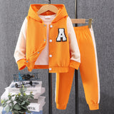 New Children's Long-sleeved Hooded Contrasting Color A-shaped Chapter Suit