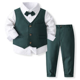 1-5Y Kid Baby Boy Wedding Suit Long Sleeve 4 Pcs Set