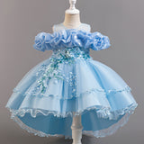 3-12T Kid Girl Princess Flower Wedding Fluffy Dress
