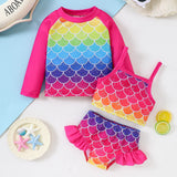 Kid Girls Swimming Suit Split Suspender Swimsuit 2 Pcs Set