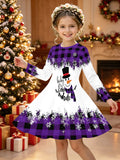 3-12Y Kid Girl Christmas Autumn Winter Long Sleeve 3D Printing Dresses