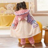 Kid Girls Autumn Winter Coral Plush Thickened Nightgown Pajamas