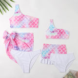 Family Matching Parent-child Single Shoulder Split Swimsuit Three-piece Set