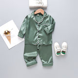 6M-4T Baby Girl Boy Long-sleeved Simulated Silk Loungewear Satin Ice Silk Pajamas