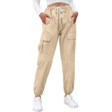 2-10T Kid Girl Solid Pockets Drawstring Overalls Trousers Pants