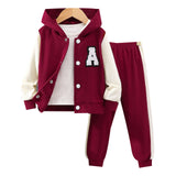 New Children's Long-sleeved Hooded Contrasting Color A-shaped Chapter Suit