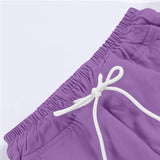 2-10T Kid Girl Solid Pockets Drawstring Overalls Trousers Pants
