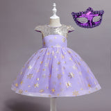 New Children's Clothing Children's Halloween Costume Girls Short Sleeve Sequins Princess Dress