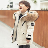 4-14T Kid Boy Girl Fur Collar Parker Padded Jacket Coats