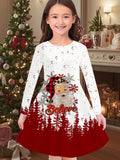 3-10T Kid Girl Flower Long Sleeve Crew Neck Spring Autumn Dresses