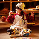 Kid Girl Autumn Winter Thickened Cute Coral Velvet Warm Flannel Pajamas