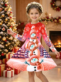 Kid Girl Christmas Autumn Winter Long Sleeve 3D Dresses For 3-12Y