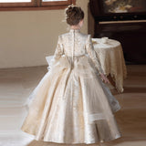 2-12T Kid Girls High-end Light Luxury Niche Host Birthday Princess Dresses