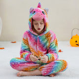 3-12Y Kid Boy Girl Flannel Cartoon Animal One-piece Pajamas