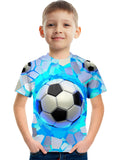 Kid Boy Flame Football 3D Printed Casual Short Sleeve T-Shirt