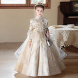 2-12T Kid Girls High-end Light Luxury Niche Host Birthday Princess Dresses