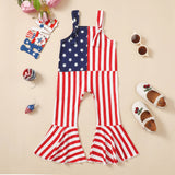 Independence Day Kid Baby Girls Summer Sleeveless Striped Star Print Pants