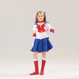 Kid Girl Adult Halloween Show Costume Water Ice Moon Cos Sailor Anime Cosplay 5 Pcs Set
