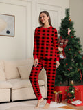 Family Matching Red and Black Plaid Christmas Parent-child Loungewear Pajamas