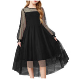 3-10T Kid Girl Long Sleeve Mesh Princess Christmas Dresses